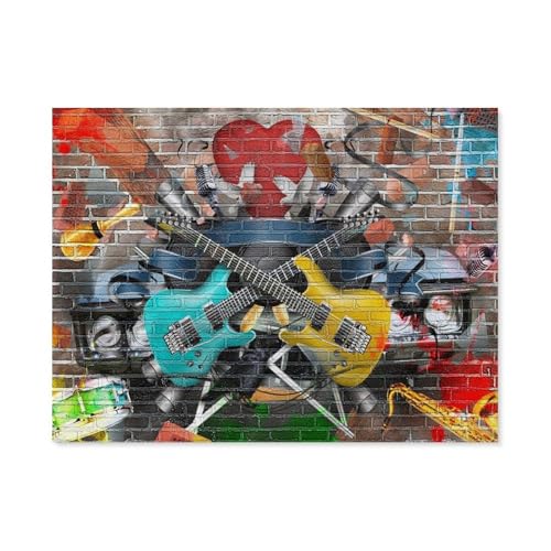 BEAYODKP Malen nach Zahlen，Gitarrenmusik-Graffiti-Straße，diy malen nach zahlen erwachsene landsch Mit Pinsel und Acrylfarbe Kits Theme Digital Home Wall Artwork（50x60cm） 19.6x23.6 pouces-H26 von BEAYODKP