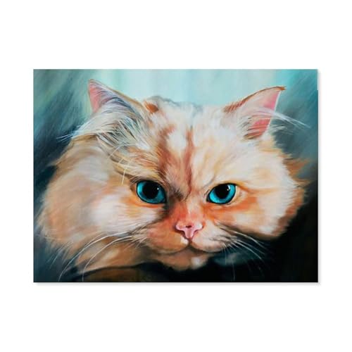 BEAYODKP Malen nach Zahlen，Große Katze mit blauen Augen，diy malen nach zahlen erwachsene landsch Mit Pinsel und Acrylfarbe Kits Theme Digital Home Wall Artwork（50x60cm） 19.6x23.6 pouces-J86 von BEAYODKP