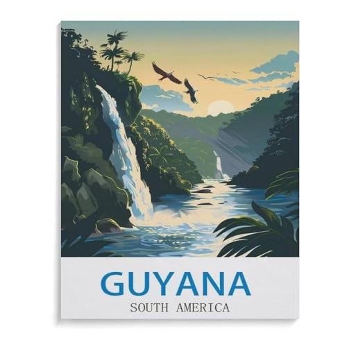 BEAYODKP Malen nach Zahlen,Guyana, Südamerika,diy malen nach zahlen erwachsene landsch Mit Pinsel und Acrylfarbe Kits Theme Digital Home Wall Artwork(40x50cm-K86 von BEAYODKP