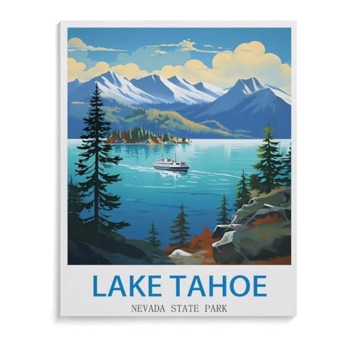 BEAYODKP Malen nach Zahlen，Lake Tahoe State Park, Nevada，diy malen nach zahlen erwachsene landsch Mit Pinsel und Acrylfarbe Kits Theme Digital Home Wall Artwork（20x30cm）-J26 von BEAYODKP