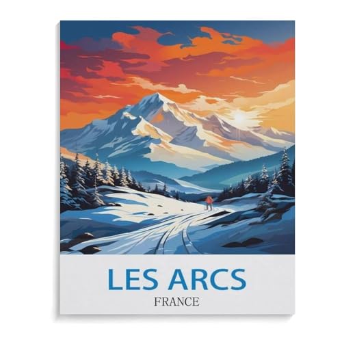 BEAYODKP Malen nach Zahlen,Les Arcs Frankreich Poster,diy malen nach zahlen erwachsene landsch Mit Pinsel und Acrylfarbe Kits Theme Digital Home Wall Artwork(30x40cm-M26 von BEAYODKP