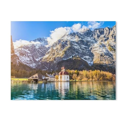 BEAYODKP Malen nach Zahlen,Malerische Berglandschaft am Königssee in Bayern, Deutschland,Kit für Erwachsene Kinder Anfänger DIY Leinwand Malen nach Zahlen für Kein Rahmen（30x40cm） 11.8x15.7 Zoll-804 von BEAYODKP