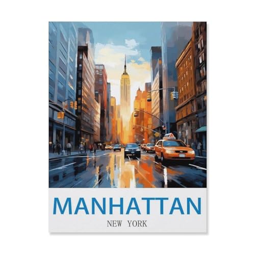 BEAYODKP Malen nach Zahlen，Manhattan, New York，diy malen nach zahlen erwachsene landsch Mit Pinsel und Acrylfarbe Kits Theme Digital Home Wall Artwork（40x50cm）-S86 von BEAYODKP