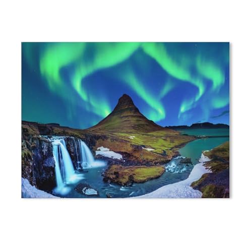 BEAYODKP Malen nach Zahlen,Nordlicht, Aurora Borealis bei Kirkjufell in Island,Kit für Erwachsene Kinder Anfänger DIY Leinwand Malen nach Zahlen für Kein Rahmen（50x60cm） 19.6x23.6 Zoll-664 von BEAYODKP