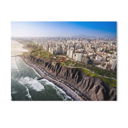 BEAYODKP Malen nach Zahlen,Panoramablick auf Lima von Miraflores, Peru,Kit für Erwachsene Kinder Anfänger DIY Leinwand Malen nach Zahlen für Kein Rahmen（30x40cm） 11.8x15.7 Zoll-464 von BEAYODKP