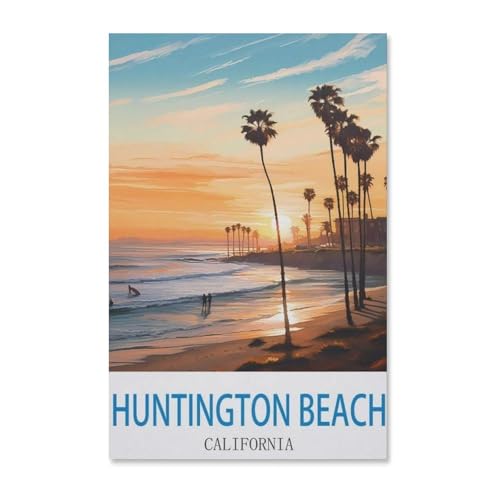 BEAYODKP Malen nach Zahlen，Poster von Huntington Beach, Kalifornien，Kit für Erwachsene Kinder Anfänger DIY Leinwand Malen nach Zahlen für Kein Rahmen（50x60cm）-G24 von BEAYODKP