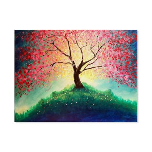 BEAYODKP Malen nach Zahlen，Roter Baum des Lebens，diy malen nach zahlen erwachsene landsch Mit Pinsel und Acrylfarbe Kits Theme Digital Home Wall Artwork（50x60cm） 19.6x23.6 pouces-I6 von BEAYODKP