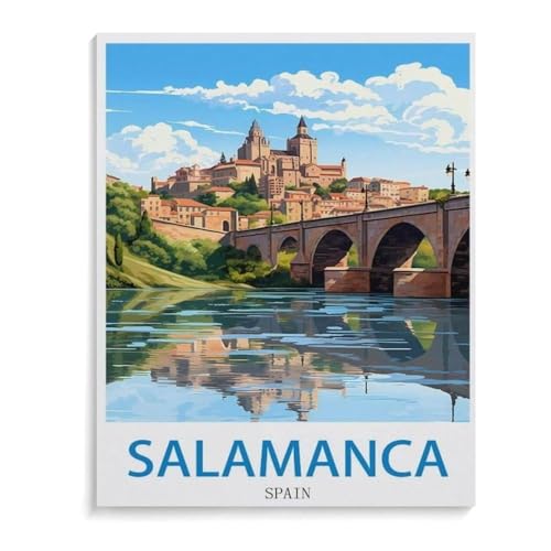 BEAYODKP Malen nach Zahlen,Salamanca Spanien,Kit für Erwachsene Kinder Anfänger DIY Leinwand Malen nach Zahlen für Kein Rahmen(20x30cm-K4 von BEAYODKP