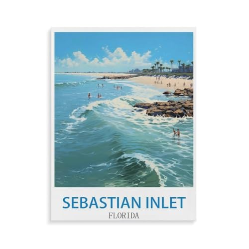 BEAYODKP Malen nach Zahlen,Sebastian Inlet Florida,DIY Set für Kinder Erwachsene Leinwand Acrylgemälde Kunsthandwerk Zuhause bunte(20x30cm-O73 von BEAYODKP