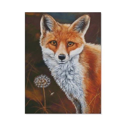 BEAYODKP Malen nach Zahlen，Süß Fuchs Tiere Löwenzahn，Kit für Erwachsene Kinder Anfänger DIY Leinwand Malen nach Zahlen für Kein Rahmen（50x60cm） 19.6x23.6 pouces-E24 von BEAYODKP