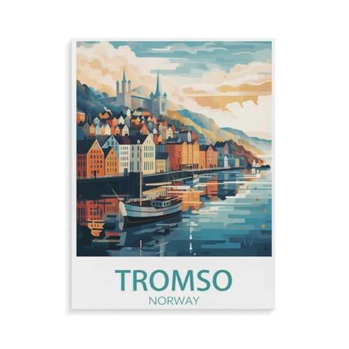 BEAYODKP Malen nach Zahlen,Tromso Norwegen,diy malen nach zahlen erwachsene landsch Mit Pinsel und Acrylfarbe Kits Theme Digital Home Wall Artwork(20x30cm-O26 von BEAYODKP