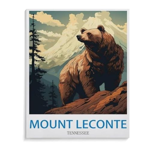 BEAYODKP Malen nach Zahlen,Vintages Reiseplakat Mount Leconte Tennessee,diy malen nach zahlen erwachsene landsch Mit Pinsel und Acrylfarbe Kits Theme Digital Home Wall Artwork(40x50cm-L66 von BEAYODKP