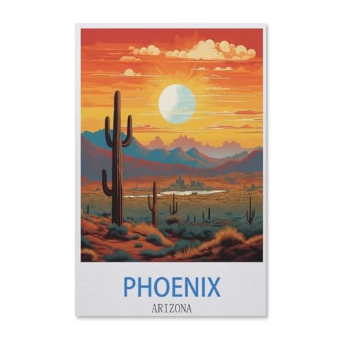 BEAYODKP Malen nach Zahlen，Vintages Reiseplakat Phoenix Arizona，DIY Set für Kinder Erwachsene Leinwand Acrylgemälde Kunsthandwerk Zuhause bunte（50x60cm）-G33 von BEAYODKP