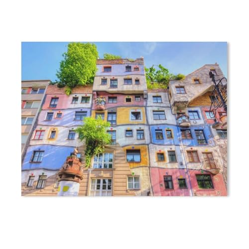 BEAYODKP Malen nach Zahlen Kits,Hundertwasser-Haus“ - das Bunte Haus,DIY Acrylmalerei nach Zahlen für Kinder & Erwachsene & Anfänger（40x50cm） 15.7x19.6 Zoll-110 von BEAYODKP