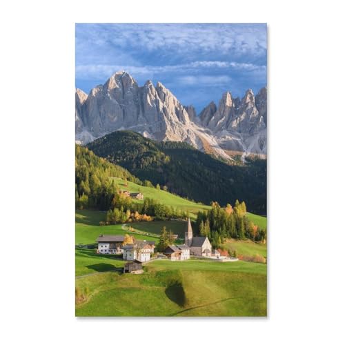 BEAYODKP Malen nach Zahlen Kits,St. Magdalena inmitten der magischen Dolomiten, Südtirol,DIY Acrylmalerei nach Zahlen für Kinder & Erwachsene & Anfänger（40x50cm） 15.7x19.6 Zoll-730 von BEAYODKP