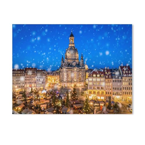 BEAYODKP Malen nach Zahlen Kits,Weihnachtsmarkt vor der Dresdner Frauenkirche auf dem Neumarkt, Sachsen,DIY Acrylmalerei nach Zahlen für Kinder & Erwachsene & Anfänger（50x60cm） 19.6x23.6 Zoll-790 von BEAYODKP