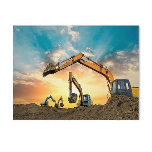 BEAYODKP Malen nach Zahlen für Erwachsene Kinder,Bagger Arbeiten bei Sonnenuntergang auf der Baustelle,DIY Ölgemälde Digitales Malen nach Zahlen Kits auf Leinwand Dekoration Geschenk（30x40cm）-215 von BEAYODKP