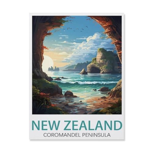 BEAYODKP Malen nach Zahlen für Erwachsene Kinder，Coromandel Peninsula, Neuseeland，DIY Ölgemälde Digitales Malen nach Zahlen Kits auf Leinwand Dekoration Geschenk（50x60cm）-S15 von BEAYODKP