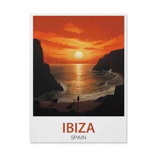 BEAYODKP Malen nach Zahlen für Erwachsene Kinder，Ibiza Spanien, Sonnenuntergang，DIY Ölgemälde Digitales Malen nach Zahlen Kits auf Leinwand Dekoration Geschenk（20x30cm）-R35 von BEAYODKP