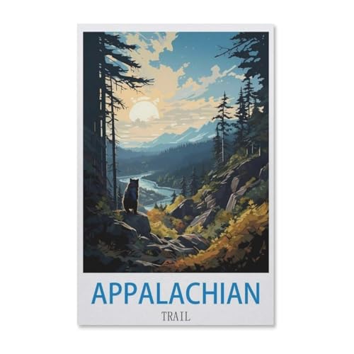 BEAYODKP Malen nach Zahlen für Erwachsene Kinder，Vintages Appalachen-Reiseplakat，DIY Ölgemälde Digitales Malen nach Zahlen Kits auf Leinwand Dekoration Geschenk（40x50cm）-G55 von BEAYODKP