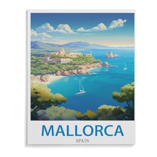 BEAYODKP Mallorca Spanien，DIY Malen Nach Zahlen-Vorgedruckt Leinwand-Ölgemälde Geschenk für Erwachsene Kinder Kits Home Haus Dekor（30x40cm）-J96 von BEAYODKP