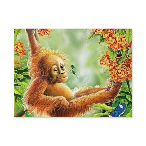 BEAYODKP Orang-utan Tier，Malen nach Zahlen Set für Erwachsene Kinder Anfänger selber auf Leinwand malen nach Zahlen zur Heimdekoration（50x60cm） 19.6x23.6 pouces-C40 von BEAYODKP