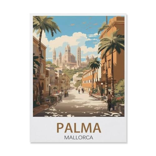 BEAYODKP Palma Mallorca Street，nach Zahlen für Erwachsene, DIY-Malen-nach-Zahlen-Kits für Kinder, Anfänger, Rahmenlose Leinwand（40x50cm）-T18 von BEAYODKP