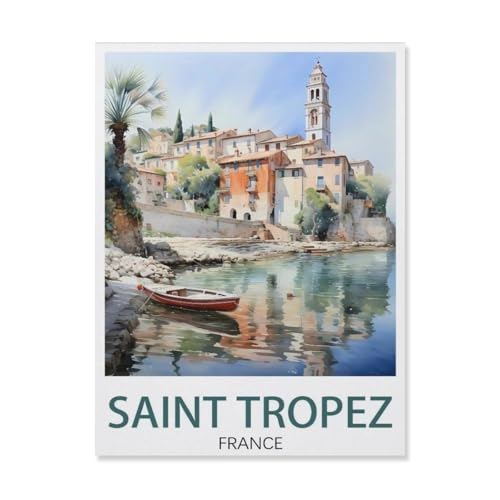 BEAYODKP Port de Saint Tropez Frankreich，nach Zahlen für Erwachsene, DIY-Malen-nach-Zahlen-Kits für Kinder, Anfänger, Rahmenlose Leinwand（20x30cm）-R58 von BEAYODKP