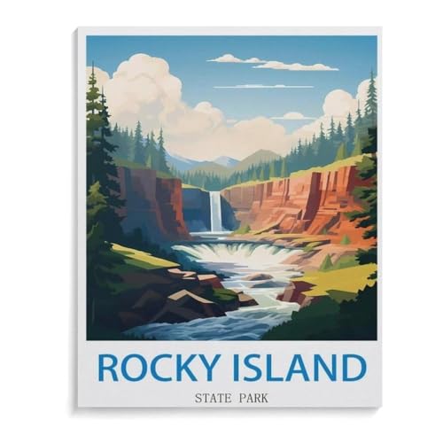 BEAYODKP Poster zum Rocky Island State Park，Malen nach Zahlen Set für Erwachsene Kinder Anfänger selber auf Leinwand malen nach Zahlen zur Heimdekoration（40x50cm）-J80 von BEAYODKP