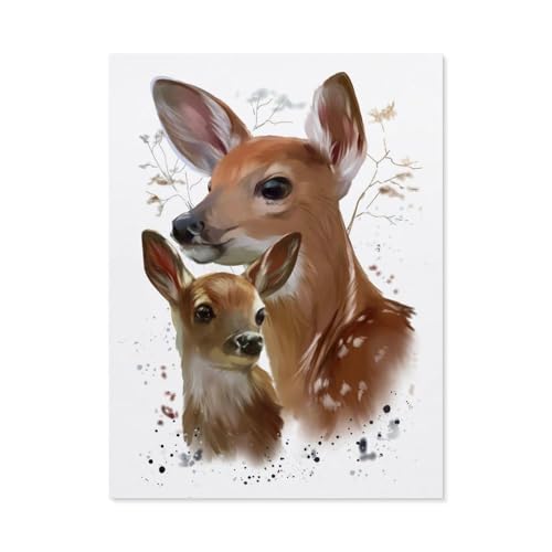 BEAYODKP Schön Sika Rotwild Familie Tiere，DIY Malen Nach Zahlen-Vorgedruckt Leinwand-Ölgemälde Geschenk für Erwachsene Kinder Kits Home Haus Dekor（30x40cm） 11.8x15.7 pouces-D99 von BEAYODKP