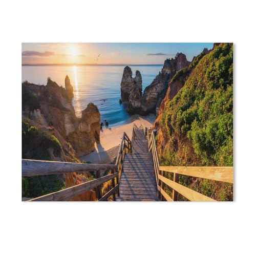 BEAYODKP Sonnenaufgang an der Algarve, Portugal,DIY Malen Nach Zahlen-Vorgedruckt Leinwand-Ölgemälde Geschenk für Erwachsene Kinder Kits Home Haus Dekor（40x50cm） 15.7x19.6 Zoll-696 von BEAYODKP