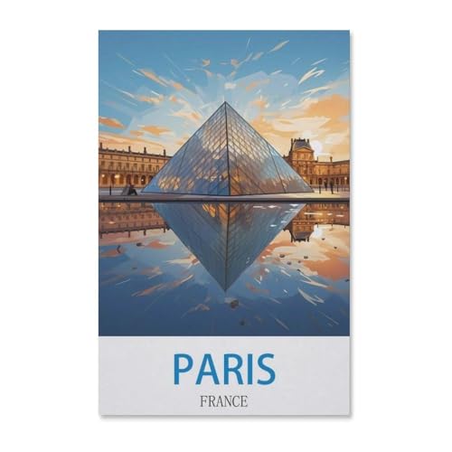 BEAYODKP Vintages Reiseplakat Paris Frankreich，Malen nach Zahlen Set für Erwachsene Kinder Anfänger selber auf Leinwand malen nach Zahlen zur Heimdekoration（30x40cm）-G60 von BEAYODKP