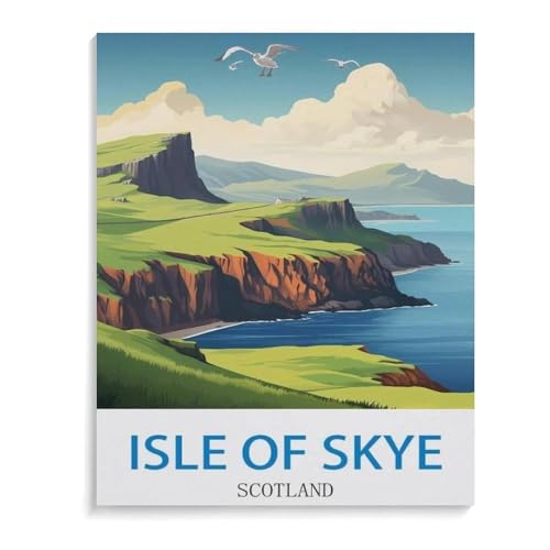 BEAYODKP die Isle of Skye in Schottland，DIY Malen Nach Zahlen-Vorgedruckt Leinwand-Ölgemälde Geschenk für Erwachsene Kinder Kits Home Haus Dekor（50x60cm）-J39 von BEAYODKP