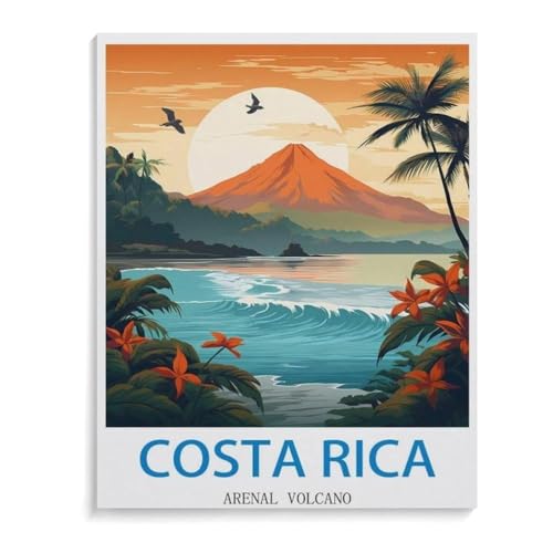 BEAYODKP nach Zahlen für Erwachsene,Arenal von Costa Rica,DIY Ölgemälde Kits Malen nach Zahlen Zeichnen auf Leinwand Kunst Wohnkultur Geschenke(20x30cm-M48 von BEAYODKP