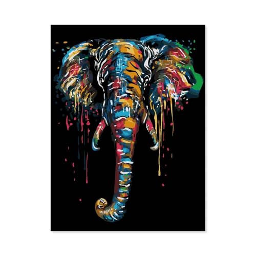 BEAYODKP nach Zahlen für Erwachsene，Bunt Elefant Tiere，DIY Ölgemälde Kits Malen nach Zahlen Zeichnen auf Leinwand Kunst Wohnkultur Geschenke（50x60cm） 19.6x23.6 pouces-E28 von BEAYODKP