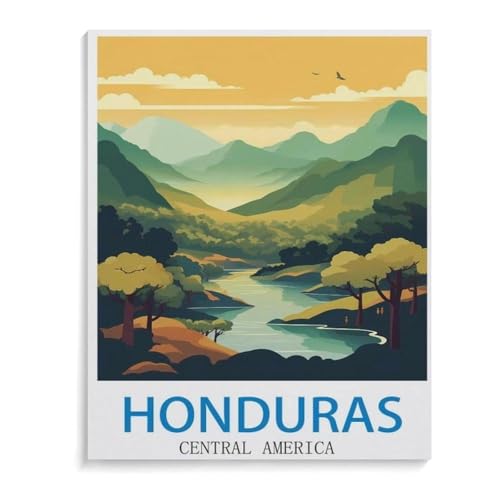 BEAYODKP nach Zahlen für Erwachsene，Honduras, Mittelamerika，DIY Ölgemälde Kits Malen nach Zahlen Zeichnen auf Leinwand Kunst Wohnkultur Geschenke（40x50cm）-I68 von BEAYODKP