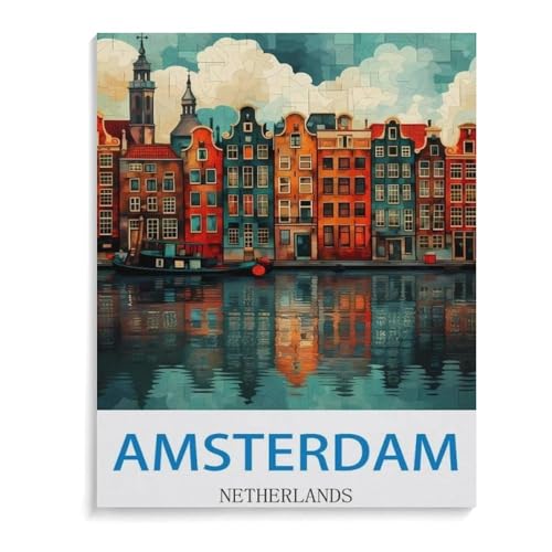 BEAYODKP nach Zahlen für Erwachsene，Vintages Reiseplakat Amsterdams Niederlande，DIY Ölgemälde Kits Malen nach Zahlen Zeichnen auf Leinwand Kunst Wohnkultur Geschenke（40x50cm）-J28 von BEAYODKP