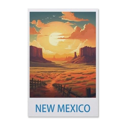 BEAYODKP nach Zahlen für Erwachsene，Vintages Reiseplakat New Mexicos，DIY Ölgemälde Kits Malen nach Zahlen Zeichnen auf Leinwand Kunst Wohnkultur Geschenke（30x40cm）-G8 von BEAYODKP