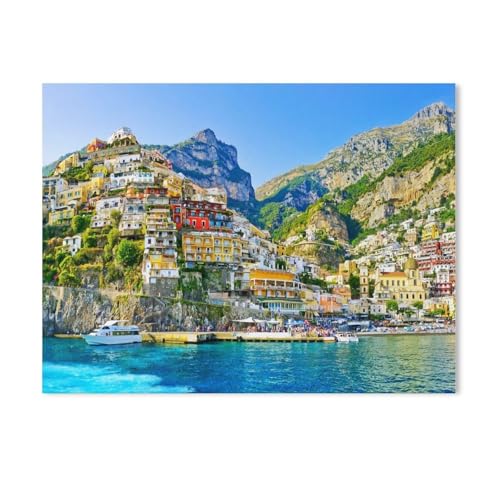 Blick auf das Dorf Positano entlang der Amalfiküste, Italien,DIY Malen Nach Zahlen-Vorgedruckt Leinwand-Ölgemälde Geschenk für Erwachsene Kinder Kits Home Haus Dekor（40x50cm）15.7x19.6 Zoll-719 von BEAYODKP