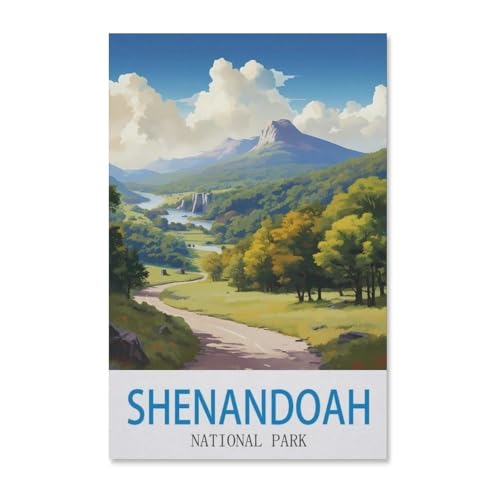 DIY Malen nach Zahlen，Vintages Reiseplakat des Shenandoah-Nationalparks，diy malen nach zahlen erwachsene landsch Mit Pinsel und Acrylfarbe Erwachsenenfarbe nach Zahlen Kits Kunst（50x60cm）-H34 von BEAYODKP