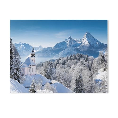 DIY Malen nach Zahlen-Ölgemälde Geschenk für Erwachsene Kinder,Wallfahrtskirche und Watzmann-Gipfel im Winter, Berchtesgadener Land, Deutschland,Malen Nach Zahlen Kits Wohnzimmer Wanddekoration-765 von BEAYODKP