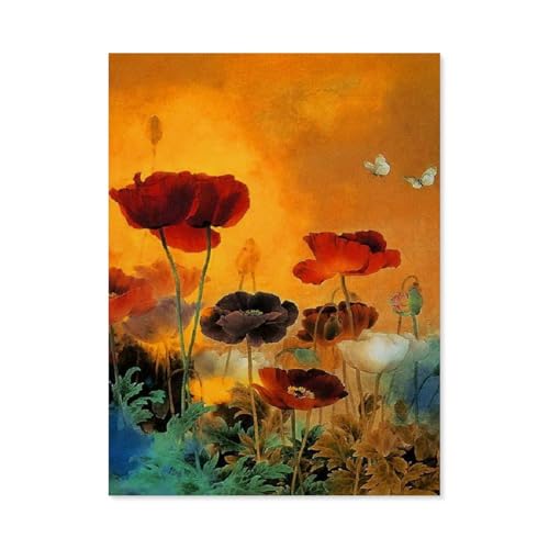 Malen Nach Zahlen Erwachsene，Blume, Schmetterling，Malen Nach Zahlen Mit Pinseln und Acrylfarbe,DIY Set Basteln Erwachsene mit Pinseln und Acrylfarben für Home Decor（50x60cm）19.6x23.6 pouces-F47 von BEAYODKP