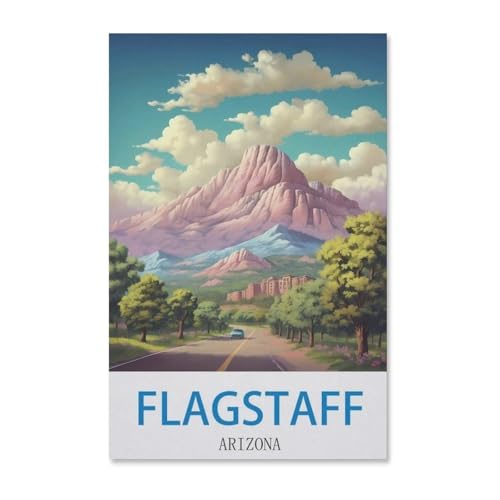 Malen Nach Zahlen Erwachsene，Flagstaff Arizona Vintages Reiseplakat，Malen Nach Zahlen Mit Pinseln und Acrylfarbe,DIY Set Basteln Erwachsene mit Pinseln und Acrylfarben für Home Decor（20x30cm）-F67 von BEAYODKP