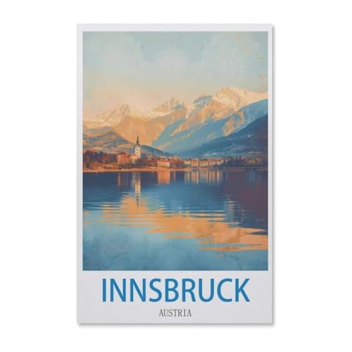 Malen Nach Zahlen Erwachsene，Vintages Reiseplakat Innsbruck Österreich，Malen Nach Zahlen Mit Pinseln und Acrylfarbe,DIY Set Basteln Erwachsene mit Pinseln und Acrylfarben für Home Decor（40x50cm）-H67 von BEAYODKP