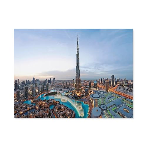 Malen Nach Zahlen Erwachsene，Wolkenkratzer Burj Khalifa Skyline Dubai，Malen Nach Zahlen Mit Pinseln und Acrylfarbe,DIY Set Basteln Erwachsene mit Pinseln und Acrylfarben für Home Decor（50x60cm）-I27 von BEAYODKP