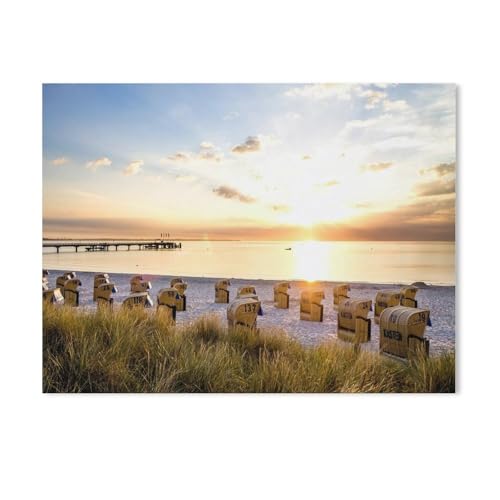 Malen Nach Zahlen Erwachsene und Kinder,Strand von Scharbeutz, Ostsee, Deutschland,DIY Malen Nach Zahlen, mit Pinseln Malerei Kits Erwachsene Kunsthandwerk für Zuhause（20x30cm）7.8x11.8 Zoll-823 von BEAYODKP