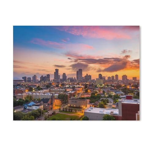 Malen nach Zahlen,Abenddämmerung über der Skyline von New Orleans, Louisiana, USA,Kit für Erwachsene Kinder Anfänger DIY Leinwand Malen nach Zahlen für Kein Rahmen（30x40cm）11.8x15.7 Zoll-624 von BEAYODKP