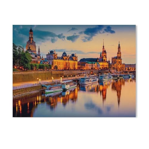 Malen nach Zahlen,Dresden an der Elbe: Stadtbild mit Augustbrücke, Sachsen, Deutschland,DIY Set für Kinder Erwachsene Leinwand Acrylgemälde Kunsthandwerk Zuhause bunte（40x50cm）15.7x19.6 Zoll-793 von BEAYODKP