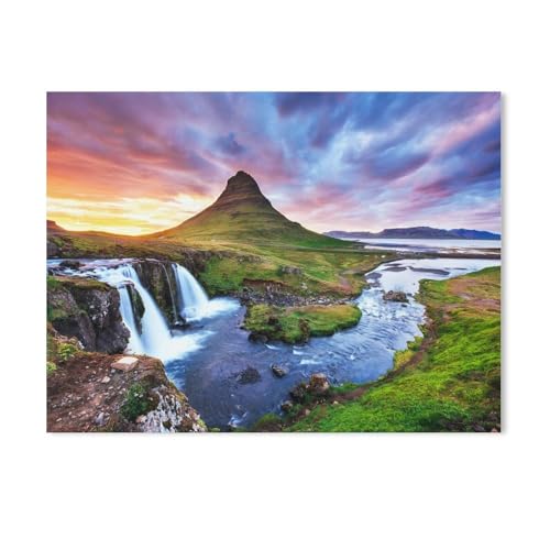 Malen nach Zahlen,Sonnenuntergang am Berg Kirkjufell, Island,diy malen nach zahlen erwachsene landsch Mit Pinsel und Acrylfarbe Kits Theme Digital Home Wall Artwork（40x50cm）15.7x19.6 Zoll-666 von BEAYODKP