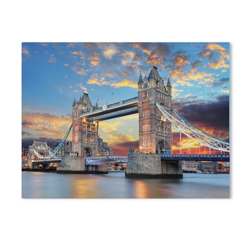 Malen nach Zahlen,Tower Bridge London, Wahrzeichen von England, im goldenen Licht bei Sonnenuntergang,diy Malen Nach Zahlen landsch Mit Pinsel und Acrylfarbe Erwachsenenfarbe nach Zahlen Kits -114 von BEAYODKP